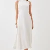 Petite Soft Tailored Pleated Panel Midaxi Dress