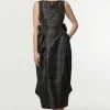 Petite Taffeta Check Bow Detail Tailored Maxi Dress