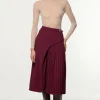 Petite Tailored Buckle Detail Pleated Midi Skirt