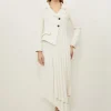 Petite Tailored Crepe Asymmetric Pleated Skirt Dress
