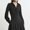 Petite Tailored Crepe Pleated Mini Dress