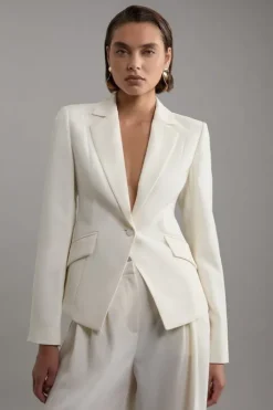 Petite Tailored Crepe Single Breasted Blazer Jacket