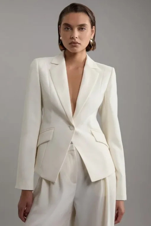 Petite Tailored Crepe Single Breasted Blazer Jacket