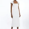 Petite Tailored Embellished Square Neck Midi Dress