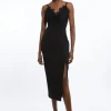 Petite Tailored Lace Detail Midi Pencil Dress