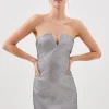 Petite Tailored Metallic Strapless Mini Dress