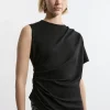 Petite Tailored Ponte Asymmetric Drape Top