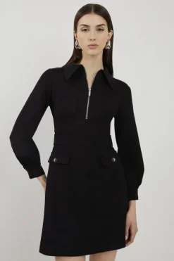 Petite Tailored Ponte Mini Shirt Dress