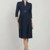 Petite Tailored Structured Crepe Pleated Midi Dress