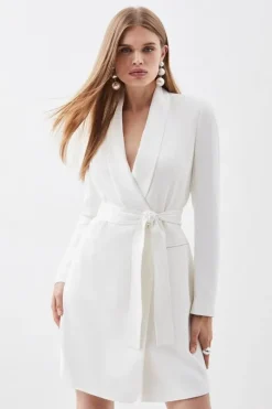 Petite Tailored Tuxedo Wrap Mini Dress