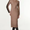 Petite Tailored Twill Lace Mix Zip Front Midi Dress