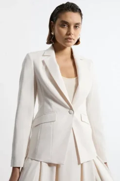 Petite Tailored Twill Single Breasted Jacket