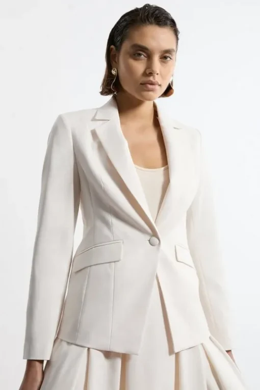 Petite Tailored Twill Single Breasted Jacket
