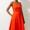 Petite Tailored Utility Detailed Strappy Midi Dress