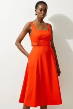 Petite Tailored Utility Detailed Strappy Midi Dress