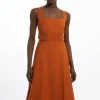 Petite Tailored Utility Detailed Strappy Midi Dress