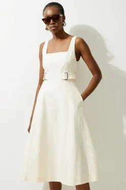 Petite Tailored Utility Detailed Strappy Midi Dress