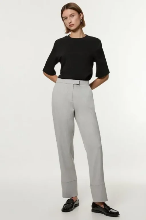Petite Technical Crepe Tailored Straight Turn Up Hem