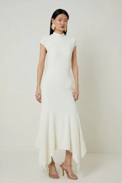 Petite Textured Jersey Dramatic Hem Maxi Dress