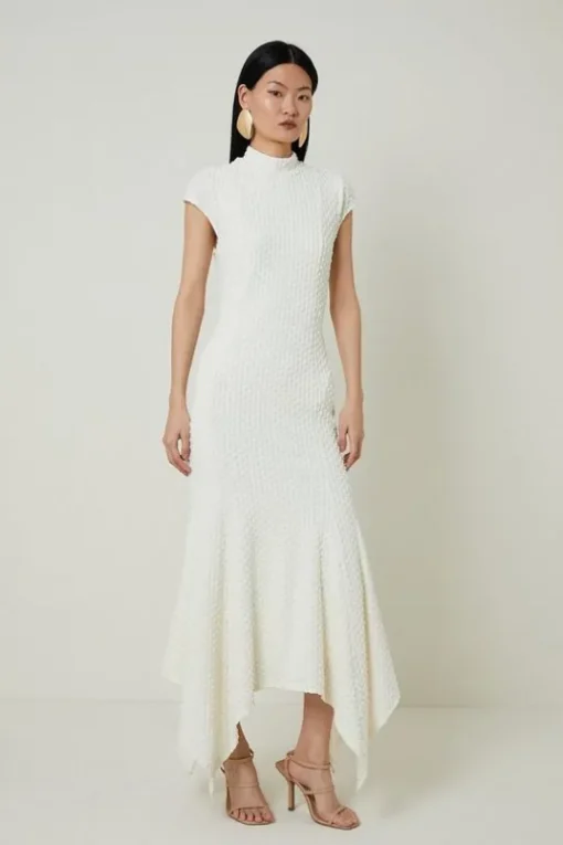 Petite Textured Jersey Dramatic Hem Maxi Dress