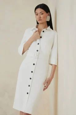 Petite The Founder Compact Stretch Belted Midi Dress