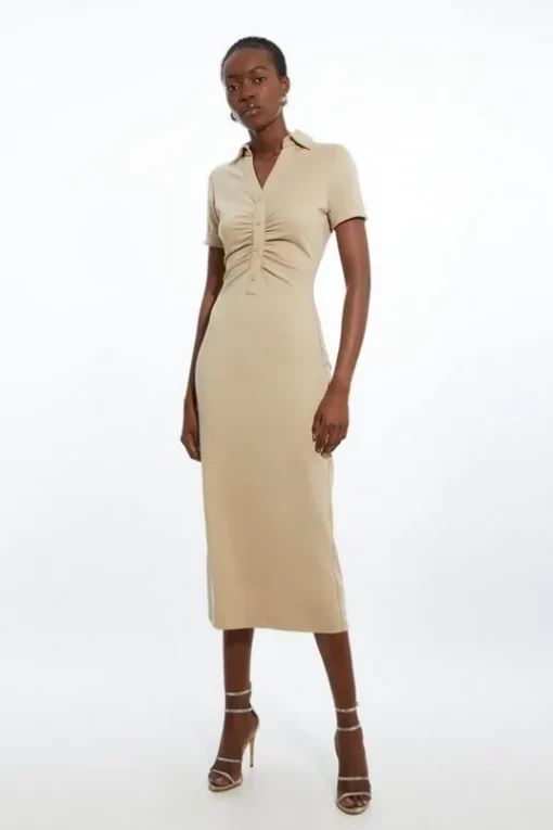 Petite The Founder Soft Touch Jersey Ruched Detail Midi Dress
