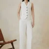 Petite The Founder Striped Mid Rise Straight Leg Pants