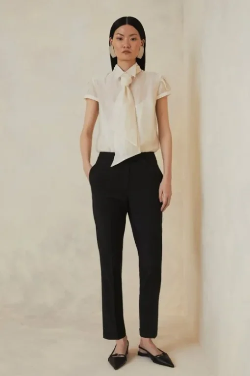 Petite The Founder Tailored Wool Blend Straight Pants