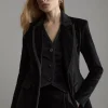 Petite Velvet Groisgrain Tailored Blazer