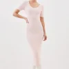 Petite Viscose Blend Compact Rib Knit Scoop Neck Dress