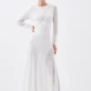 Petite Viscose Blend Sheer Knit Panelled Maxi Dress