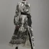 Petite Viscose Crinkle Placed Lace Printed Woven Midaxi Dress