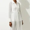 Petite Viscose Pintuck Shirt Midi Dress