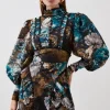 Petite Winter Floral Printed Woven Mini Dress