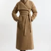 Petite Wool Blend Hybrid Puffer Belted Midi Coat