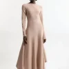 Petite Wool Look Hanky Hem Midaxi Knit Dress