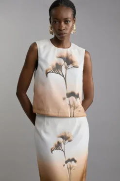Placed Floral Organdie Woven Co-Ord Set