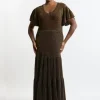 Plus Size Angel Sleeve Sparkle Knit Full Skirted Midaxi Dress