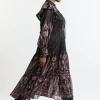 Plus Size Boho Floral Woven Midaxi Dress With Lace Front Detail