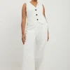 Plus Size Clean Tailored Grosgrain Tipped Wide Leg Pants
