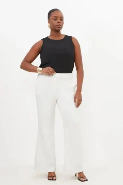 Plus Size Compact Viscose Slim Leg Dress Pants