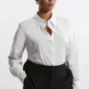 Plus Size Cotton Button Sleeve Detail Striped Woven Shirt