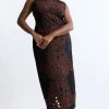 Plus Size Cotton Cutwork Woven Halter Midi