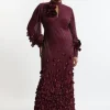 Plus Size Crystal Embellished Applique Woven Maxi Dress