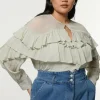 Plus Size Drama Ruffle Viscose Georgette Woven Blouse