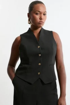 Plus Size Essential Tailored Button Through Vest