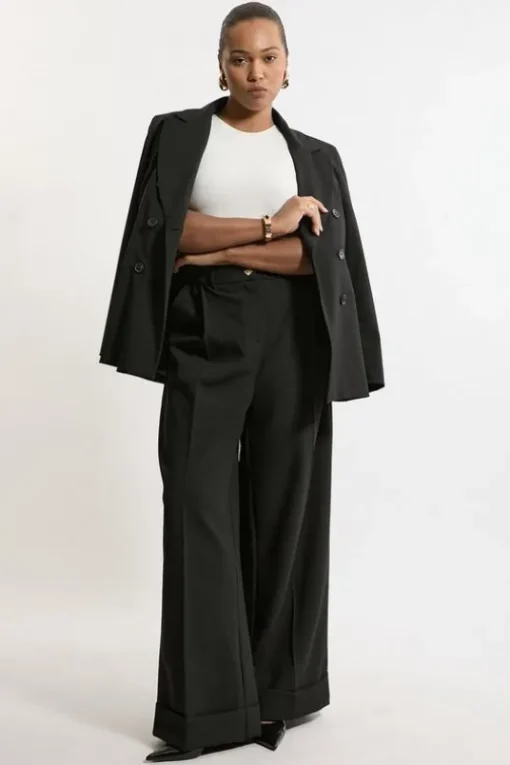 Plus Size Essential Tailored Wide Leg Pants
