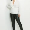 Plus Size Faux Leather And Ponte Leggings