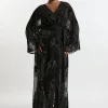 Plus Size Feather Devore Woven Kimono Maxi Dress