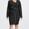 Plus Size Figure Form Bandage Zip Detail Mini Dress
